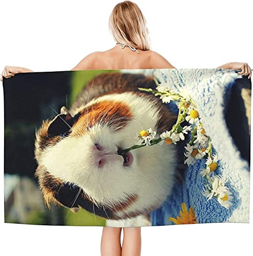 Strandtuch Meerschweinchen, Mikrofaser Strandtuch Tier Handtuch Groß 70x140 cm Badetuch Strandhandtuch Schnell Trocknendes Sandfreies Weiches Saunatuch, reisehandtuch, Badehandtuch von KKGRXD