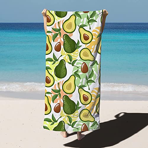 Strandtuch Obst, Mikrofaser Strandtuch Avocado Handtuch Groß 70x140 cm Badetuch Strandhandtuch Schnell Trocknendes Sandfreies Weiches Saunatuch, reisehandtuch, Badehandtuch von KKGRXD