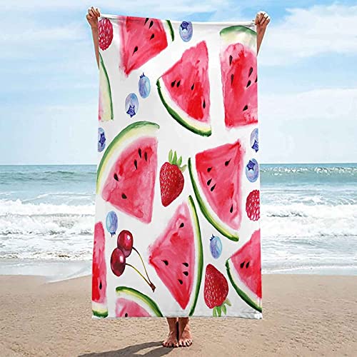 Strandtuch Obst, Mikrofaser Strandtuch Wassermelone Handtuch Groß 70x140 cm Badetuch Strandhandtuch Schnell Trocknendes Sandfreies Weiches Saunatuch, reisehandtuch, Badehandtuch von KKGRXD