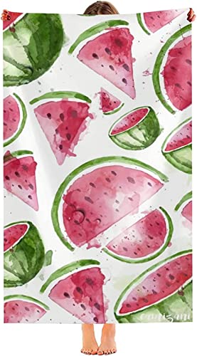 Strandtuch Wassermelone, Mikrofaser Strandtuch Rosa Handtuch Groß 100x200 cm Badetuch Strandhandtuch Schnell Trocknendes Sandfreies Weiches Saunatuch, reisehandtuch, Badehandtuch von KKGRXD