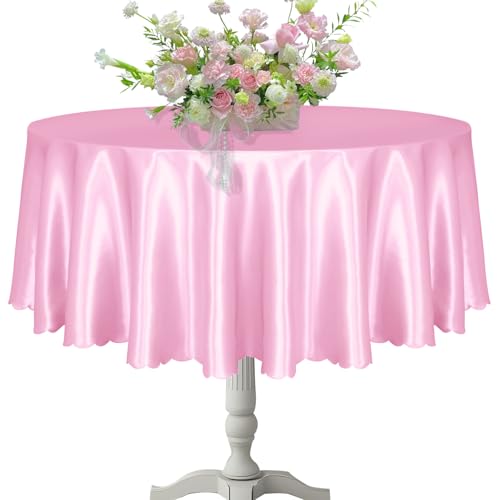KKJIAF 1 Packung 228 cm runde Tischdecke, Satin-Tischdecke für runde Tische, seidiger Satin, helle halbrunde Tischdecke für Hochzeit, Esstisch, Buffet, Partys, Bankett, Dekoration KKJIAF 1 Packung 228 cm runde Tischdecke, Satin-Tischdecke für runde Tische, seidiger Satin, helle halbrunde Tischdecke für Hochzeit, Esstisch, Buffet, Partys, Bankett, Dekoration von KKJIAF