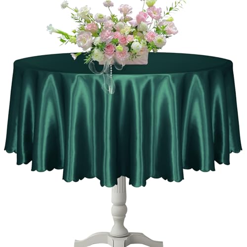 KKJIAF Runde Tischdecken, 228 cm, Jägergrün, runde Satin-Tischdecke, seidiger Satin, Esstischdecken für Hochzeit, Buffet, Partys, Bankett, Dekoration, 1 Packung KKJIAF Runde Tischdecken, 228 cm, Jägergrün, runde Satin-Tischdecke, seidiger Satin, Esstischdecken für Hochzeit, Buffet, Partys, Bankett, Dekoration, 1 Packung von KKJIAF