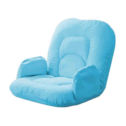 KKJPL Bodenstuhl Mit Rückenlehne, Ergonomischer, Faltbarer Bodenliegestuhl, Verstellbarer Gaming-Sofastuhl, 5 Einstellbare Positionen for Lesen(Blue) von KKJPL