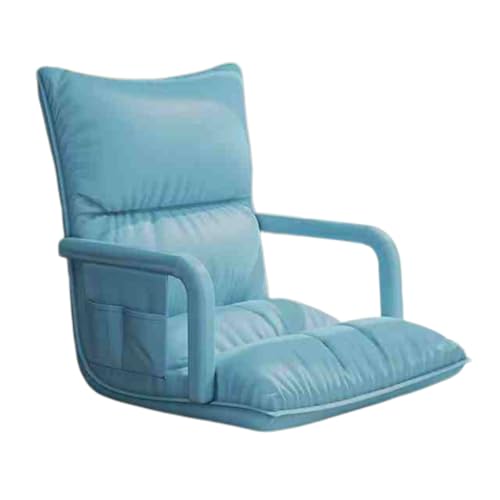 KKJPL Bodenstuhl Mit Rückenlehne, Gepolstertes Schlafbett Mit Armlehnen, Verstellbares Lazy Sofa, 6 Verstellbare Positionen, for Schlafzimmer Und Wohnzimmer(Blue) von KKJPL
