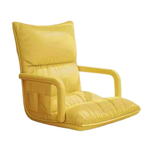 KKJPL Bodenstuhl Mit Rückenlehne, Gepolstertes Schlafbett Mit Armlehnen, Verstellbares Lazy Sofa, 6 Verstellbare Positionen, for Schlafzimmer Und Wohnzimmer(Yellow) von KKJPL