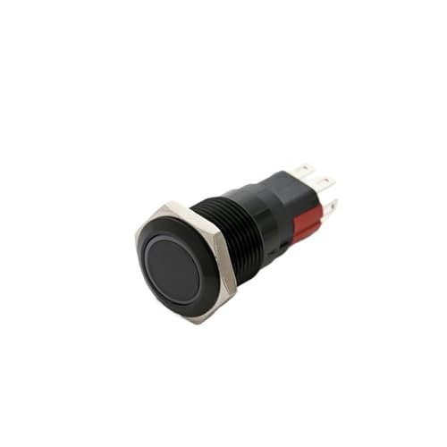 1 STÜCK 16mm Verriegelung oder Momentanschalter 1NO1NC PM165F-11ZE/J/RGB/12V/A 4-polig(Black,CATHODE_LATCHING_6V) von KKKLMMTT