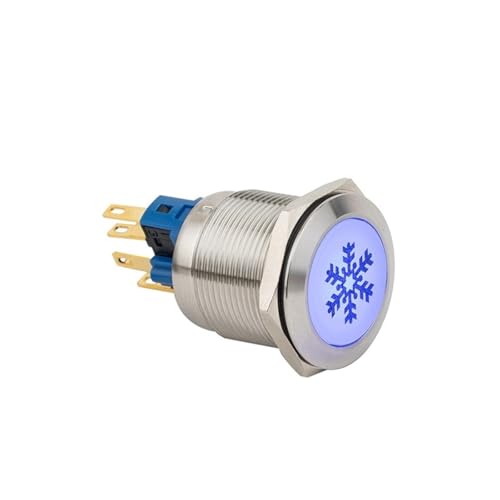 1 STÜCK 22mm Edelstahl-Druckknopfschalter mit Symbol PM221F-11(Blue led color,LATCHING_6V) von KKKLMMTT