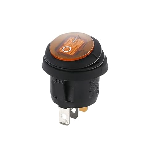 1 STÜCKE Runde Wasserdichte Marine 12 V 220 V Power-Taste Schalter(Yellow,LED DC 12V-24V) von KKKLMMTT
