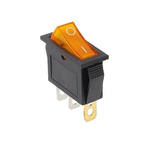 1 Stück KCD3 Wippschalter EIN-AUS EIN-AUS-EIN 3-poliger Netzschalter 20A 125V AC(Yellow) von KKKLMMTT