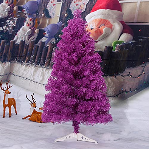 KKLT 2ft Mini Desktop Dekoration Künstlicher Weihnachtsbaum,Weihnachtskiefer Mit Faltständer,Einfache Montage Für Holiday Decoration-Lila 60cm(2ft) von KKLT