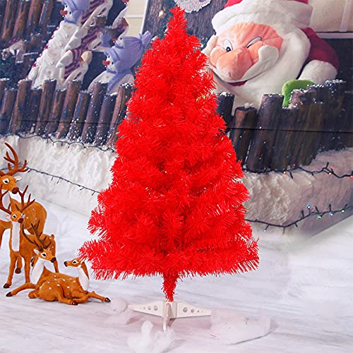 KKLT 3ft Mini Desktop Dekoration Künstlicher Weihnachtsbaum,Weihnachtskiefer Mit Faltständer,Einfache Montage Für Holiday Decoration-Rot 90cm(3ft) von KKLT