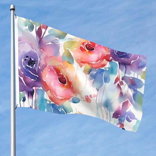 15,7 x 2,4 m große Flagge, doppelseitig, lebendige Gartenflaggen, Aquarell, Blumenbanner, Willkommensbanner mit Messingösen, Dekoration, Fotohintergrund für Innenhof, Veranda, Rasen 15,7 x 2,4 m große Flagge, doppelseitig, lebendige Gartenflaggen, Aquarell, Blumenbanner, Willkommensbanner mit Messingösen, Dekoration, Fotohintergrund für Innenhof, Veranda, Rasen von KKLWEGU