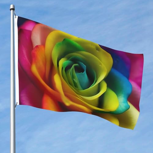 15,7 x 2,4 m große Flagge, doppelseitig, lebendige Gartenflaggen, Regenbogen-Blumen-Banner, Willkommensbanner mit Messingösen, Dekoration, Fotohintergrund für Hof, Veranda, Rasen von KKLWEGU