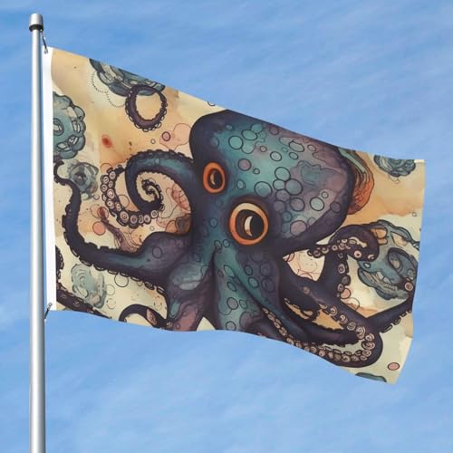 15,7 x 2,4 m große Flagge, doppelseitig, lebendige Gartenflaggen, Retro-Oktopus-Banner, Willkommensbanner mit Messingösen, Dekoration, Fotohintergrund für Hof, Veranda, Rasen 15,7 x 2,4 m große Flagge, doppelseitig, lebendige Gartenflaggen, Retro-Oktopus-Banner, Willkommensbanner mit Messingösen, Dekoration, Fotohintergrund für Hof, Veranda, Rasen von KKLWEGU