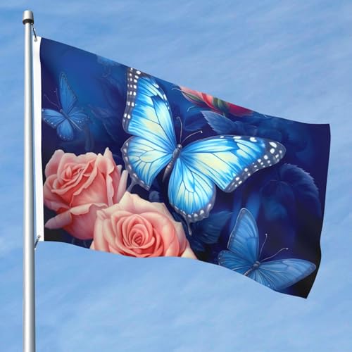15,7 x 2,4 m große Flagge, doppelseitig, lebendige Gartenflaggen, Schmetterlinge auf Rosen, Banner, Willkommensbanner mit Messingösen, Dekoration, Fotohintergrund für Hof, Veranda, Rasen 15,7 x 2,4 m große Flagge, doppelseitig, lebendige Gartenflaggen, Schmetterlinge auf Rosen, Banner, Willkommensbanner mit Messingösen, Dekoration, Fotohintergrund für Hof, Veranda, Rasen von KKLWEGU