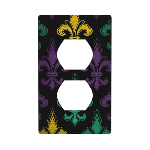 3D Fleur de Lis Mardi Gras Wandplatten Abdeckungen 1-Gang Duplex Lichtschalter-Abdeckplatte Elektrische Wandplatten Steckdosenabdeckungen Dekorative Steckdosenabdeckungen für Heimdekoration von KKLWEGU