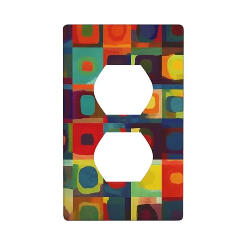 Abstrakte Kunst-Quadrate, Wandplatten, Abdeckplatte, 1-Gang-Duplex-Lichtschalter-Abdeckplatte, elektrische Wandplatten, Steckdosenabdeckungen, dekorative Steckdosenabdeckungen für Heimdekoration von KKLWEGU