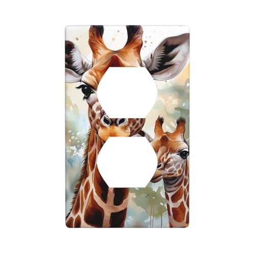 Aquarell Hirsch Giraffe Wandplatten Abdeckungen 1-Gang Duplex Lichtschalter-Abdeckplatte Elektrische Wandplatten Steckdosenabdeckungen Dekorative Steckdosenabdeckungen für Heimdekoration von KKLWEGU