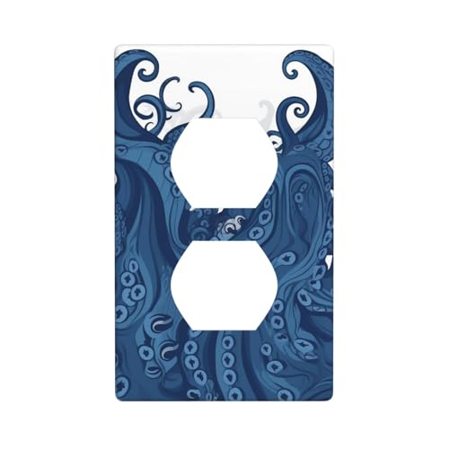 Blaue Tentakel-Wandplatten, 1-Gang-Duplex-Lichtschalter-Abdeckplatte, elektrische Wandplatten, Steckdosenabdeckungen, dekorative Steckdosenabdeckungen für Heimdekoration von KKLWEGU