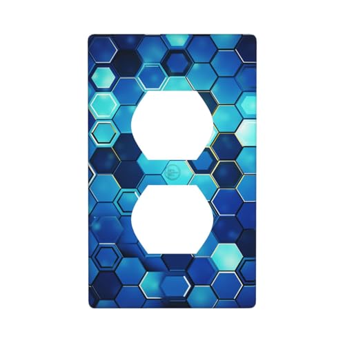 Blaue sechseckige Wandplatten, 1-Gang-Duplex-Lichtschalter-Abdeckplatte, elektrische Wandplatten, Steckdosenabdeckungen, dekorative Steckdosenabdeckungen für Heimdekoration Blaue sechseckige Wandplatten, 1-Gang-Duplex-Lichtschalter-Abdeckplatte, elektrische Wandplatten, Steckdosenabdeckungen, dekorative Steckdosenabdeckungen für Heimdekoration von KKLWEGU