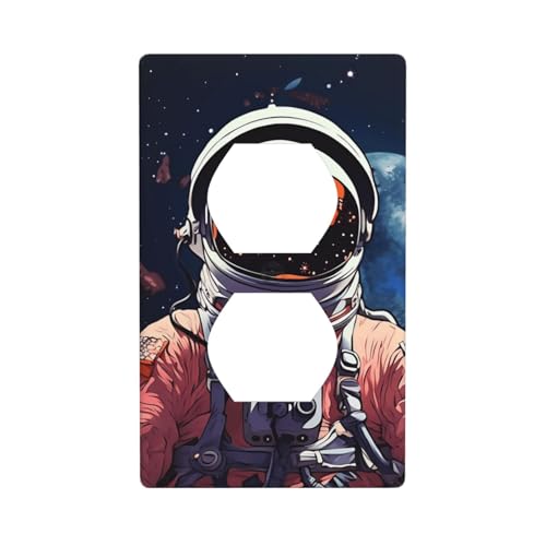 Cool Man In Outer Space Galaxy-Wandplatten, 1-Gang-Duplex-Lichtschalter-Abdeckplatte, elektrische Wandplatten, Steckdosenabdeckungen, dekorative Steckdosenabdeckungen für Heimdekoration von KKLWEGU