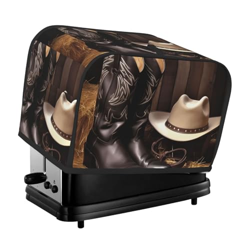 Cowboyhut Westernstiefel 2 Scheiben Toaster-Abdeckungen staubdicht spritzwassergeschützt Brotmaschinenabdeckung Fingerabdruckschutz klein waschbar Küchengeräte Abdeckung Universalgröße von KKLWEGU
