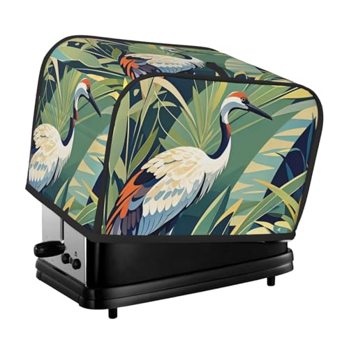 Crane Bird Wild Plants 2 Slice Toaster Covers Dustproof Splash-Proof Bread Machine Cover Fingerprint Protectors Small Washable Kitchen Appliance Cover Universal Size von KKLWEGU