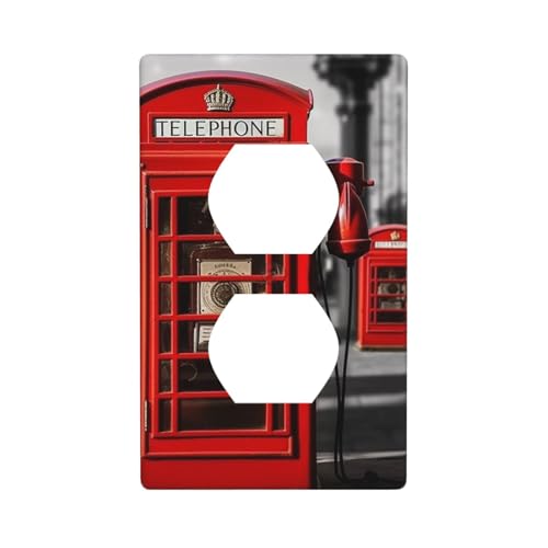 England UK Retro London Telefonwandplatten Abdeckungen 1-Gang Duplex-Lichtschalter-Abdeckplatte elektrische Wandplatten Steckdosenabdeckungen dekorative Steckdosenabdeckungen für Heimdekoration von KKLWEGU