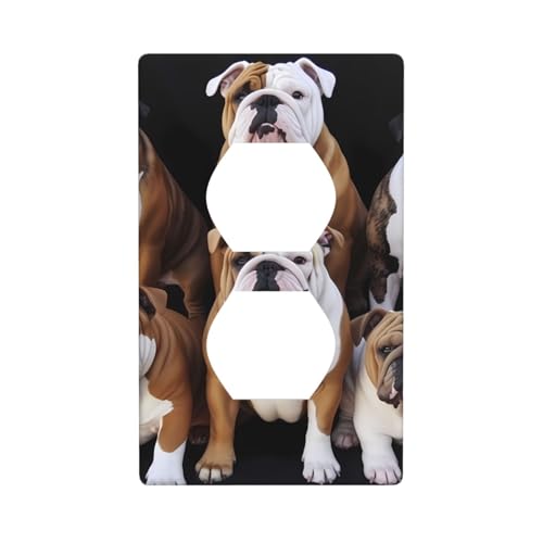 Englische Bulldoggen-Wandplatten, 1-Gang-Duplex-Lichtschalter-Abdeckplatte, elektrische Wandplatten, Steckdosenabdeckungen, dekorative Steckdosenabdeckungen für Heimdekoration von KKLWEGU