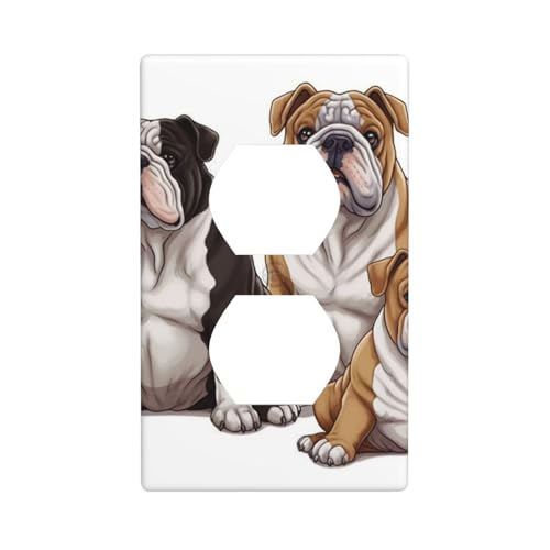 Englische Bulldoggen-Wandplatten, 1-Gang-Duplex-Lichtschalter-Abdeckplatte, elektrische Wandplatten, Steckdosenabdeckungen, dekorative Steckdosenabdeckungen für Heimdekoration von KKLWEGU