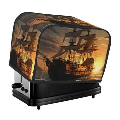 Fantasy Piratenschiff 2 Scheiben Toaster Abdeckungen Staubdicht Spritzwassergeschützt Brotmaschine Abdeckung Fingerabdruck Schutz Kleine Waschbar Küchengeräte Abdeckung Universalgröße von KKLWEGU