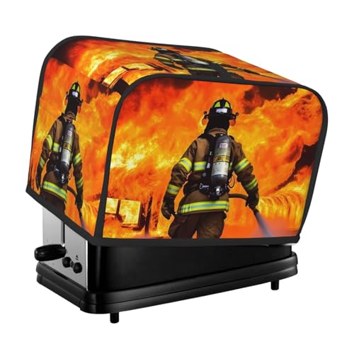 Feuerwehrmann Flamme 2 Scheiben Toaster Abdeckungen Staubdicht Spritzwassergeschützte Brotmaschinenabdeckung Fingerabdruckschutz Kleine waschbare Küchengeräte Abdeckung Universalgröße von KKLWEGU