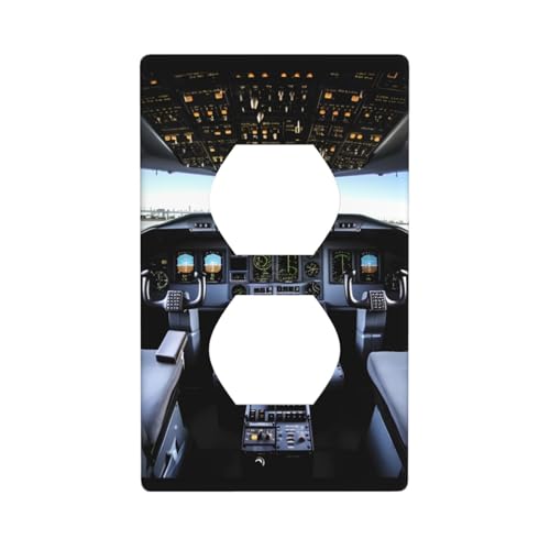 Flugzeug-Cockpit-Wandplatten, 1-Gang-Duplex-Lichtschalter-Abdeckplatte, elektrische Wandplatten, Steckdosenabdeckungen, dekorative Steckdosenabdeckungen für Heimdekoration Flugzeug-Cockpit-Wandplatten, 1-Gang-Duplex-Lichtschalter-Abdeckplatte, elektrische Wandplatten, Steckdosenabdeckungen, dekorative Steckdosenabdeckungen für Heimdekoration von KKLWEGU
