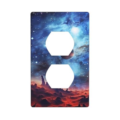 Galaxy-Weltraum-Wandplatten, 1-Gang-Duplex-Lichtschalter-Abdeckplatte, elektrische Wandplatten, Steckdosenabdeckungen, dekorative Steckdosenabdeckungen für Heimdekoration von KKLWEGU