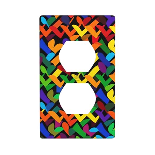 Gay Pride Regenbogen-Wandplatten, 1-Gang-Duplex-Lichtschalter-Abdeckplatte, elektrische Wandplatten, Steckdosenabdeckungen, dekorative Steckdosenabdeckungen für Heimdekoration von KKLWEGU