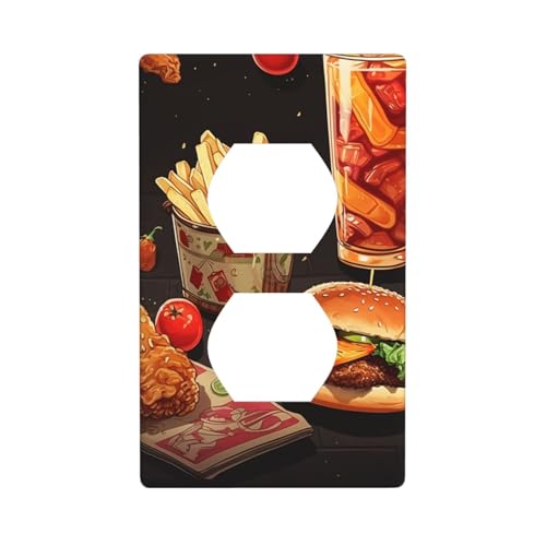 Hähnchenschenkel, Burger-Getränke-Wandplatten, Abdeckplatten, 1-Gang-Duplex-Lichtschalter-Abdeckplatte, elektrische Wandplatten, Steckdosenabdeckungen, dekorative Steckdosenabdeckungen für von KKLWEGU