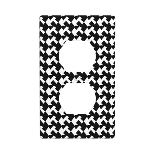 Hahnentritt-Wandplatten, Schwarz, 1-Gang-Duplex-Lichtschalter-Abdeckplatte, elektrische Wandplatten, Steckdosenabdeckungen, dekorative Steckdosenabdeckungen für Heimdekoration Hahnentritt-Wandplatten, Schwarz, 1-Gang-Duplex-Lichtschalter-Abdeckplatte, elektrische Wandplatten, Steckdosenabdeckungen, dekorative Steckdosenabdeckungen für Heimdekoration von KKLWEGU