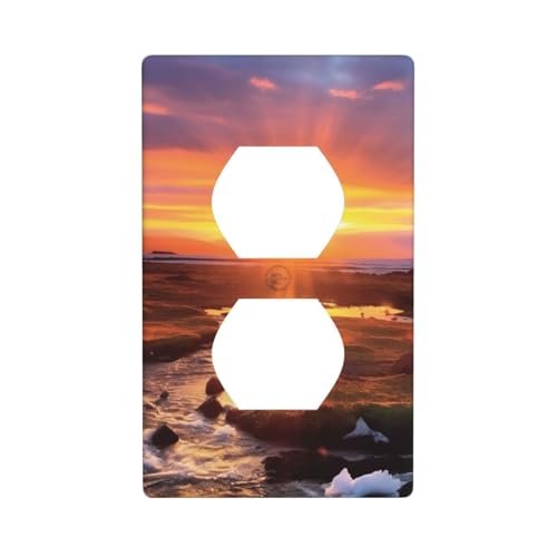 Island-Sonnenuntergang-Wandplatten, 1-Gang-Duplex-Lichtschalter-Abdeckplatte, elektrische Wandplatten, Steckdosenabdeckungen, dekorative Steckdosenabdeckungen für Heimdekoration von KKLWEGU