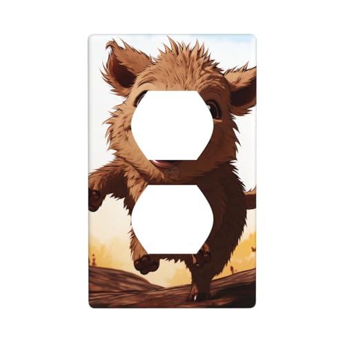 Jumping Boar Animation Wandplatten Abdeckungen 1-Gang Duplex Lichtschalter-Abdeckplatte Elektrische Wandplatten Steckdosenabdeckungen Dekorative Steckdosenabdeckungen für Heimdekoration von KKLWEGU