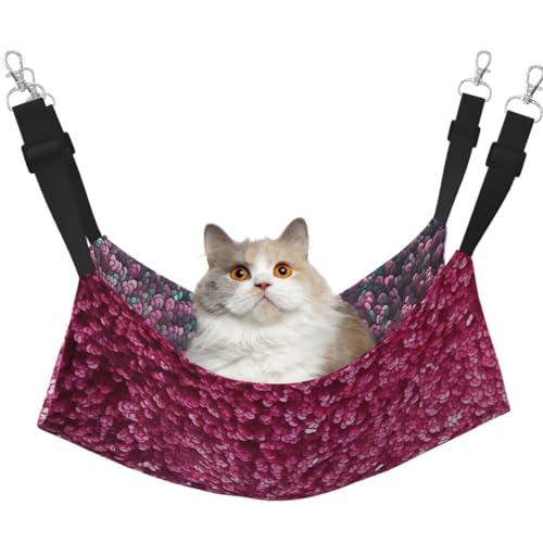 KKLWEGU 3D Rosa Glitzer Katze Hängematte Sommer Atmungsaktiv Hängende Haustier Käfig Hängematte Bett Verstellbare Weiche Schlafhängematte für Katzen Kleine Hunde Kaninchen Medium von KKLWEGU