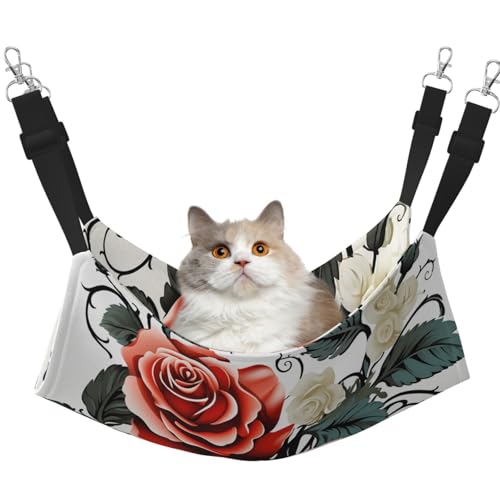 KKLWEGU Floral Rose Efeu mit Blättern Frühling Katze Hängematte Sommer Atmungsaktiv Hängende Haustier Käfig Hängematte Bett Verstellbar Weich Schlafhängematte für Katzen Kleine Hunde Kaninchen Medium KKLWEGU Floral Rose Efeu mit Blättern Frühling Katze Hängematte Sommer Atmungsaktiv Hängende Haustier Käfig Hängematte Bett Verstellbar Weich Schlafhängematte für Katzen Kleine Hunde Kaninchen Medium von KKLWEGU