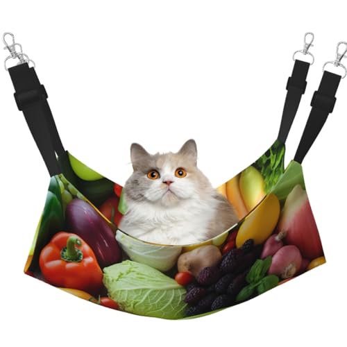 KKLWEGU Frisches Obst und Gemüse Katzenhängematte Sommer Atmungsaktiv Hängende Haustier Käfig Hängematte Bett Verstellbare Weiche Schlafhängematte für Katzen Kleine Hunde Kaninchen Groß von KKLWEGU