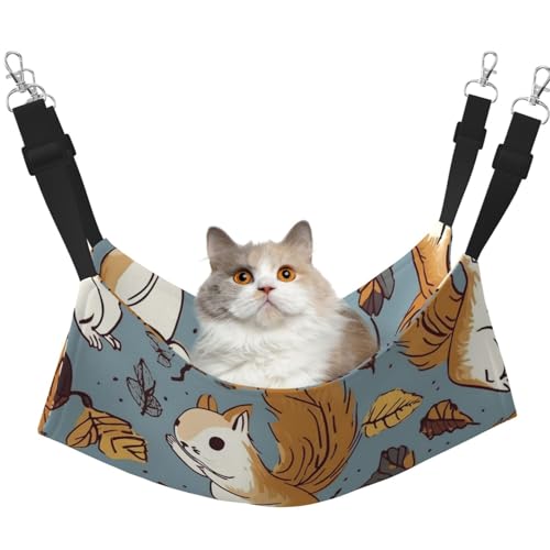 KKLWEGU Niedliche Eichhörnchen-Katzen-Hängematte, Sommer, atmungsaktiv, hängend, Haustierkäfig-Hängematte, Bett, verstellbar, weich, für Katzen, kleine Hunde, Kaninchen, Größe M KKLWEGU Niedliche Eichhörnchen-Katzen-Hängematte, Sommer, atmungsaktiv, hängend, Haustierkäfig-Hängematte, Bett, verstellbar, weich, für Katzen, kleine Hunde, Kaninchen, Größe M von KKLWEGU