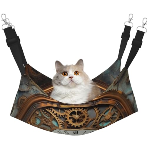 KKLWEGU Rusty Steampunk Uhr Katze Hängematte Sommer Atmungsaktiv Hängende Haustier Käfig Hängematte Bett Verstellbare Weiche Schlafhängematte für Katzen Kleine Hunde Kaninchen Medium KKLWEGU Rusty Steampunk Uhr Katze Hängematte Sommer Atmungsaktiv Hängende Haustier Käfig Hängematte Bett Verstellbare Weiche Schlafhängematte für Katzen Kleine Hunde Kaninchen Medium von KKLWEGU