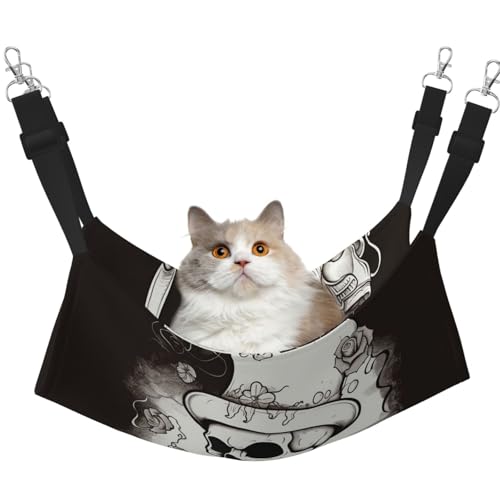 KKLWEGU Skelett Chef Katze Hängematte Sommer Atmungsaktiv Hängende Haustier Käfig Hängematte Bett Verstellbar Weich Schlafhängematte für Katzen Kleine Hunde Kaninchen Medium KKLWEGU Skelett Chef Katze Hängematte Sommer Atmungsaktiv Hängende Haustier Käfig Hängematte Bett Verstellbar Weich Schlafhängematte für Katzen Kleine Hunde Kaninchen Medium von KKLWEGU