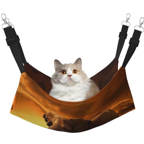 KKLWEGU Sonnenuntergang Eltern-Kind-Elefanten-Katzen-Hängematte Sommer atmungsaktiv hängende Haustierkäfig-Hängematte Bett verstellbare weiche Schlafhängematte für Katzen kleine Hunde Kaninchen groß von KKLWEGU