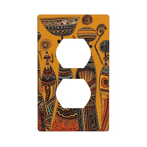 Kreative afrikanische Kultur-Wandplatten, 1-Gang-Duplex-Lichtschalter-Abdeckplatte, elektrische Wandplatten, Steckdosenabdeckungen, dekorative Steckdosenabdeckungen für Heimdekoration von KKLWEGU