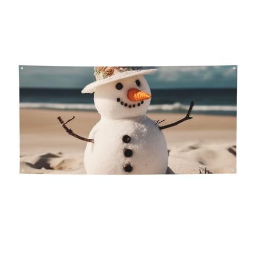 Kreatives Deko-Banner, Wandbehang, Banner, Schneemann mit Muscheln, die am Sandstrand sitzen, großes Party-Banner, Schild, Poster, Party-Hintergründe für Neujahr, Abschlussfeier, Hochzeit Kreatives Deko-Banner, Wandbehang, Banner, Schneemann mit Muscheln, die am Sandstrand sitzen, großes Party-Banner, Schild, Poster, Party-Hintergründe für Neujahr, Abschlussfeier, Hochzeit von KKLWEGU
