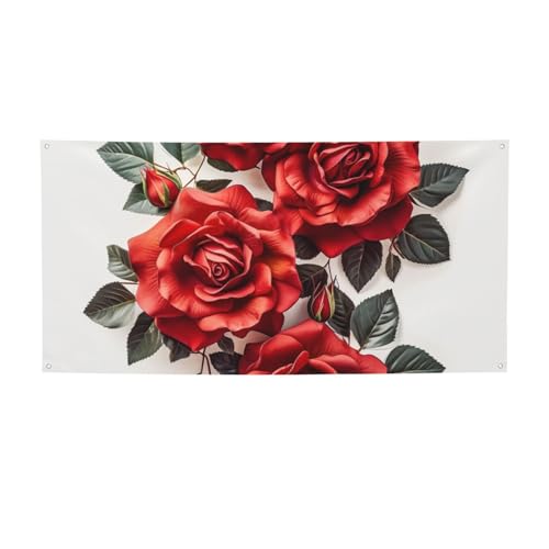 Kreatives Deko-Banner, Wandbehang, Banner, rote Rose, Blumen-Cluster, großes Party-Banner, Schild, Poster, Party-Hintergründe für Neujahr, Abschlussfeier, Hochzeit, Geburtstag, Party, Fotografie Kreatives Deko-Banner, Wandbehang, Banner, rote Rose, Blumen-Cluster, großes Party-Banner, Schild, Poster, Party-Hintergründe für Neujahr, Abschlussfeier, Hochzeit, Geburtstag, Party, Fotografie von KKLWEGU