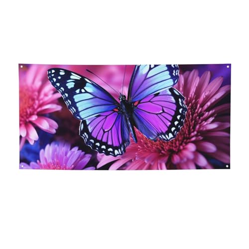 Kreatives Deko-Banner, Wandbehang, Banner, violetter Schmetterling und Blume, großes Party-Banner, Schild, Poster, Party-Hintergründe für Neujahr, Abschlussfeier, Hochzeit, Geburtstag, Party Kreatives Deko-Banner, Wandbehang, Banner, violetter Schmetterling und Blume, großes Party-Banner, Schild, Poster, Party-Hintergründe für Neujahr, Abschlussfeier, Hochzeit, Geburtstag, Party von KKLWEGU